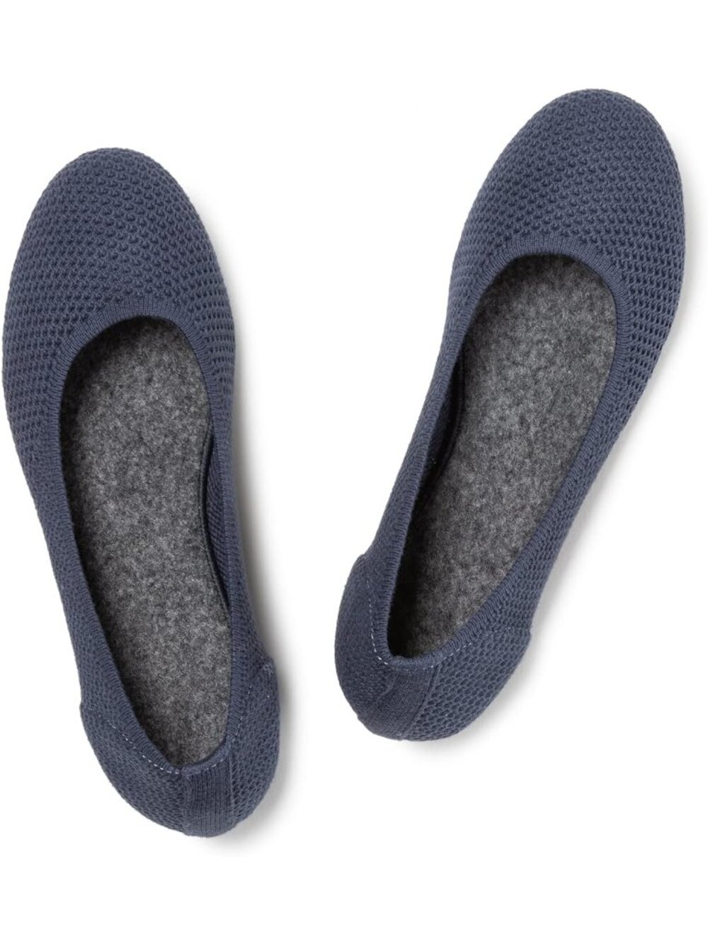 Womens Navy Knit Ballet Flat Shoes Knit Shoes Round Toe Slip On Ballerina Flats